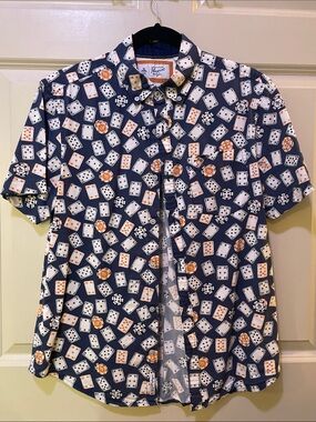 Original Penguin Navy Short-Sleeve Poker Card Print Shirt
